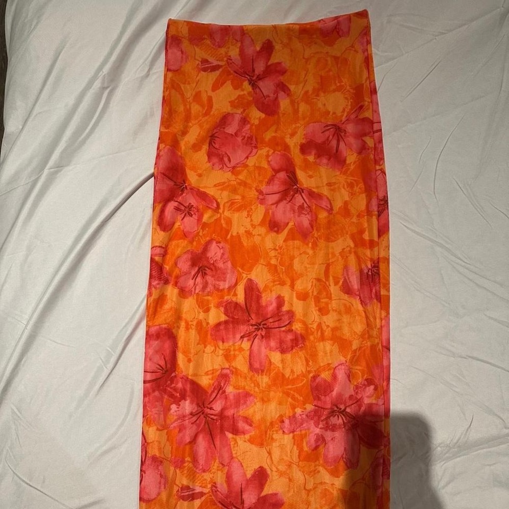 Orange and pink floral maxi skirt